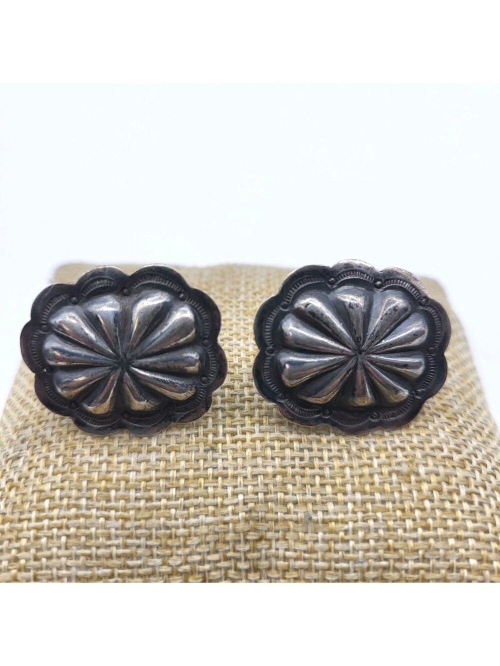 Stunning Sterling Silver Concho Cufflinks Western Rodeo Bold